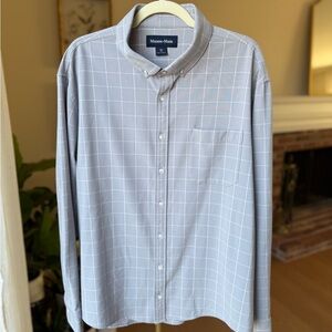 Mizzen+Main Performance Button Down Shirt Gray Windowpane | XXL Trim